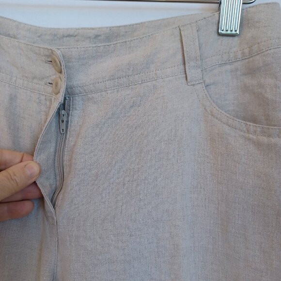 Eileen Fisher Linen Pants Natural Classic Flat Front Womens 4 - Picture 10 of 13